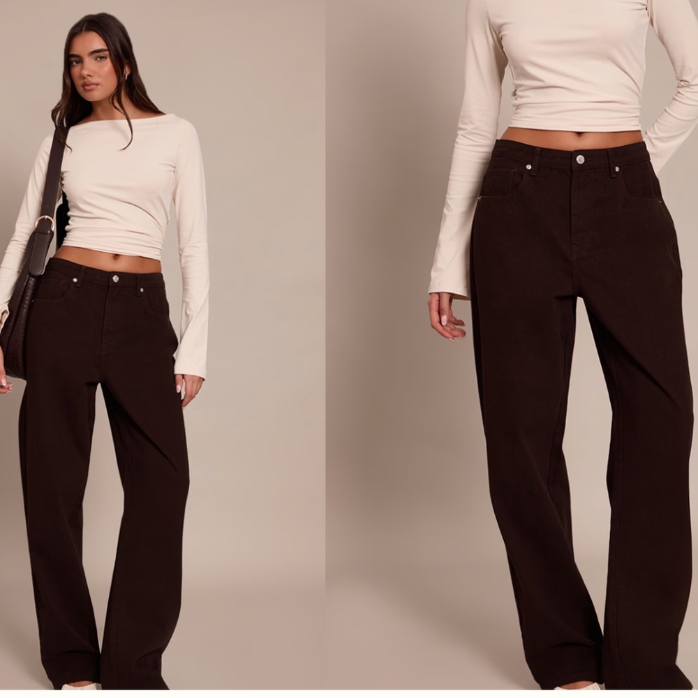 Chocolate Mid Rise Boyfriend Jeans